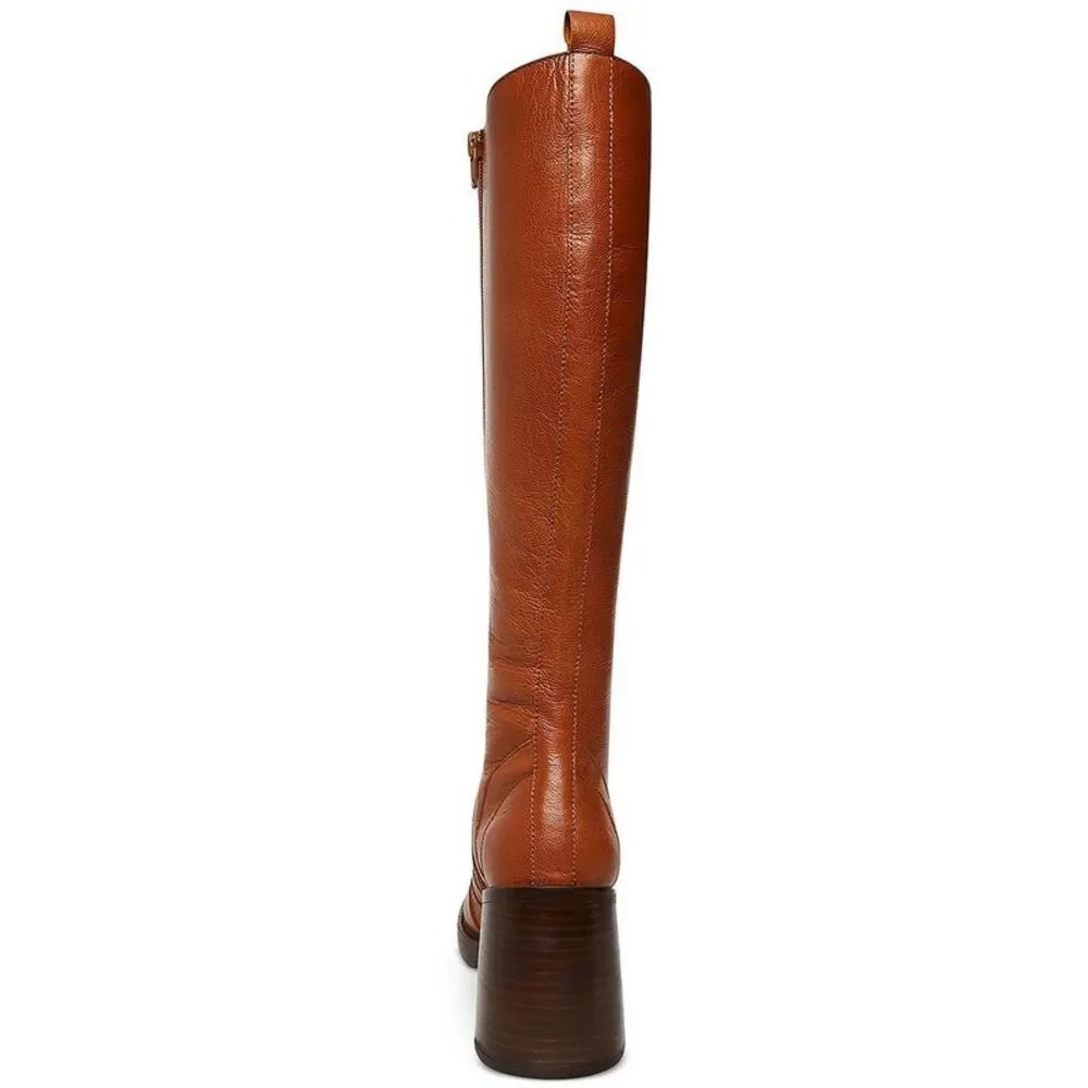 Steve Madden Tall Cognac Leather Block Heel Boots